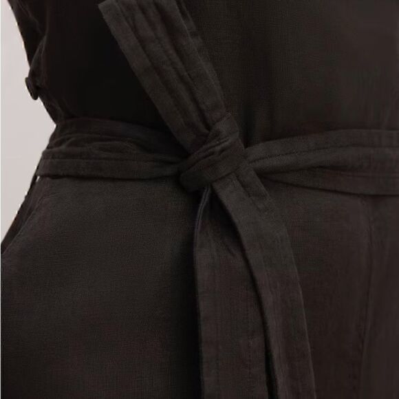 NEW Everlane The Linen Side-Button Jumpsuit Black Size 6 - Picture 4 of 6